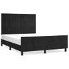 Cama Matrimonial | Cama Para Adultos | Estructura De Cama Con Cabecero De Terciopelo Negro 140x200 Cm Cfw86193