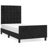 Cama Individual | Cama Para Adultos | Estructura De Cama Con Cabecero De Terciopelo Negro 80x200 Cm Cfw46471