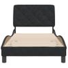 Cama Individual | Cama Para Adultos | Estructura De Cama Con Cabecero De Terciopelo Negro 90x200 Cm Cfw95786