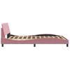 Cama Matrimonial | Cama Para Adultos | Estructura De Cama Con Cabecero De Terciopelo Rosa 140x190 Cm Cfw896988