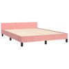 Cama Matrimonial | Cama Para Adultos | Estructura De Cama Con Cabecero De Terciopelo Rosa 140x200 Cm Cfw77370