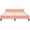 Cama Matrimonial | Cama Para Adultos | Estructura De Cama Con Cabecero De Terciopelo Rosa 140x200 Cm Cfw77370