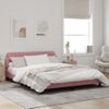 Cama Matrimonial | Cama Para Adultos | Estructura De Cama Con Cabecero De Terciopelo Rosa 160x200 Cm Cfw669155