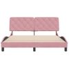 Cama Matrimonial | Cama Para Adultos | Estructura De Cama Con Cabecero De Terciopelo Rosa 160x200 Cm Cfw69818