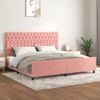 Cama Matrimonial | Cama Para Adultos | Estructura De Cama Con Cabecero De Terciopelo Rosa 200x200 Cm Cfw507114