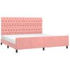 Cama Matrimonial | Cama Para Adultos | Estructura De Cama Con Cabecero De Terciopelo Rosa 200x200 Cm Cfw507114