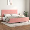 Cama Matrimonial | Cama Para Adultos | Estructura De Cama Con Cabecero De Terciopelo Rosa 200x200 Cm Cfw941037