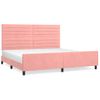 Cama Matrimonial | Cama Para Adultos | Estructura De Cama Con Cabecero De Terciopelo Rosa 200x200 Cm Cfw941037