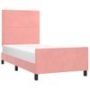 Cama Individual | Cama Para Adultos | Estructura De Cama Con Cabecero De Terciopelo Rosa 80x200 Cm Cfw834291