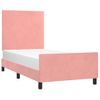 Cama Individual | Cama Para Adultos | Estructura De Cama Con Cabecero De Terciopelo Rosa 90x200 Cm Cfw693012