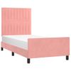 Cama Individual | Cama Para Adultos | Estructura De Cama Con Cabecero De Terciopelo Rosa 90x200 Cm Cfw431884