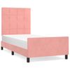 Cama Individual | Cama Para Adultos | Estructura De Cama Con Cabecero De Terciopelo Rosa 90x200 Cm Cfw710199