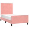 Cama Individual | Cama Para Adultos | Estructura De Cama Con Cabecero De Terciopelo Rosa 90x200 Cm Cfw710199