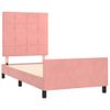 Cama Individual | Cama Para Adultos | Estructura De Cama Con Cabecero De Terciopelo Rosa 90x200 Cm Cfw710199