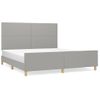 Cama Matrimonial | Cama Para Adultos | Estructura De Cama Con Cabecero Gris Claro Tela 180x200 Cm Cfw401708