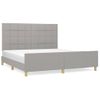 Cama Matrimonial | Cama Para Adultos | Estructura De Cama Con Cabecero Gris Claro Tela 180x200 Cm Cfw700821