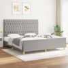 Cama Matrimonial | Cama Para Adultos | Estructura De Cama Con Cabecero Gris Claro Tela 180x200 Cm Cfw909078