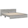 Cama Matrimonial | Cama Para Adultos | Estructura De Cama Con Cabecero Gris Sonoma 200x200 Cm Cfw435161