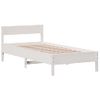 Cama Individual | Cama Para Adultos | Estructura De Cama Con Cabecero Madera De Pino Blanca 90x200 Cm Cfw70686