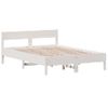 Cama Matrimonial | Cama Para Adultos | Estructura De Cama Con Cabecero Madera De Pino Blanco 150x200cm Cfw34503