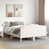 Cama Matrimonial | Cama Para Adultos | Estructura De Cama Con Cabecero Madera De Pino Blanco 150x200cm Cfw370585