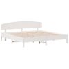 Cama Matrimonial | Cama Para Adultos | Estructura De Cama Con Cabecero Madera De Pino Blanco 200x200cm Cfw32562