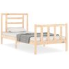 Cama Individual | Cama Para Adultos | Estructura De Cama Con Cabecero Madera Maciza Cfw101117