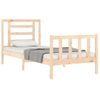 Cama Individual | Cama Para Adultos | Estructura De Cama Con Cabecero Madera Maciza Cfw101117