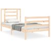 Cama Individual | Cama Para Adultos | Estructura De Cama Con Cabecero Madera Maciza Cfw198644