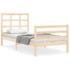 Cama Individual | Cama Para Adultos | Estructura De Cama Con Cabecero Madera Maciza Cfw422459