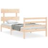 Cama Individual | Cama Para Adultos | Estructura De Cama Con Cabecero Madera Maciza Cfw591390