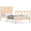 Cama Individual | Cama Para Adultos | Estructura De Cama Con Cabecero Madera Maciza Cfw932178