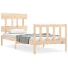 Cama Individual | Cama Para Adultos | Estructura De Cama Con Cabecero Madera Maciza 100x200 Cm Cfw146475