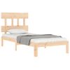 Cama Individual | Cama Para Adultos | Estructura De Cama Con Cabecero Madera Maciza 100x200 Cm Cfw401022