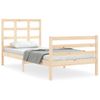 Cama Individual | Cama Para Adultos | Estructura De Cama Con Cabecero Madera Maciza 100x200 Cm Cfw894827