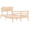 Cama Matrimonial | Cama Para Adultos | Estructura De Cama Con Cabecero Madera Maciza 120x200 Cm Cfw856698