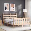 Cama Matrimonial | Cama Para Adultos | Estructura De Cama Con Cabecero Madera Maciza 120x200 Cm Cfw722141