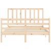 Cama Matrimonial | Cama Para Adultos | Estructura De Cama Con Cabecero Madera Maciza 140x190 Cm Cfw796047