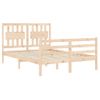 Cama Matrimonial | Cama Para Adultos | Estructura De Cama Con Cabecero Madera Maciza 140x190 Cm Cfw481154