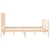 Cama Matrimonial | Cama Para Adultos | Estructura De Cama Con Cabecero Madera Maciza 140x190 Cm Cfw481154