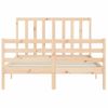 Cama Matrimonial | Cama Para Adultos | Estructura De Cama Con Cabecero Madera Maciza 140x190 Cm Cfw144314