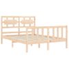 Cama Matrimonial | Cama Para Adultos | Estructura De Cama Con Cabecero Madera Maciza 140x190 Cm Cfw573549