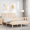 Cama Matrimonial | Cama Para Adultos | Estructura De Cama Con Cabecero Madera Maciza 140x190 Cm Cfw337587