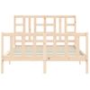 Cama Matrimonial | Cama Para Adultos | Estructura De Cama Con Cabecero Madera Maciza 140x190 Cm Cfw337587