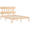 Cama Matrimonial | Cama Para Adultos | Estructura De Cama Con Cabecero Madera Maciza 140x190 Cm Cfw803168