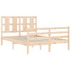 Cama Matrimonial | Cama Para Adultos | Estructura De Cama Con Cabecero Madera Maciza 140x190 Cm Cfw782174