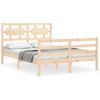 Cama Matrimonial | Cama Para Adultos | Estructura De Cama Con Cabecero Madera Maciza 140x190 Cm Cfw466205