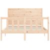 Cama Matrimonial | Cama Para Adultos | Estructura De Cama Con Cabecero Madera Maciza 140x190 Cm Cfw944740