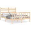 Cama Matrimonial | Cama Para Adultos | Estructura De Cama Con Cabecero Madera Maciza 140x190 Cm Cfw768815