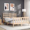 Cama Matrimonial | Cama Para Adultos | Estructura De Cama Con Cabecero Madera Maciza 140x190 Cm Cfw768815